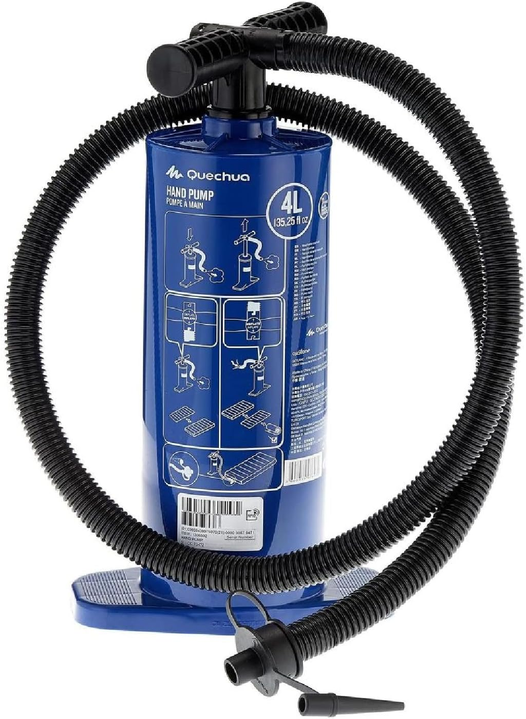 Decathlon Air Mattress Double Action Hand Pump 4L Unique Size Light Sky Blue image number 5