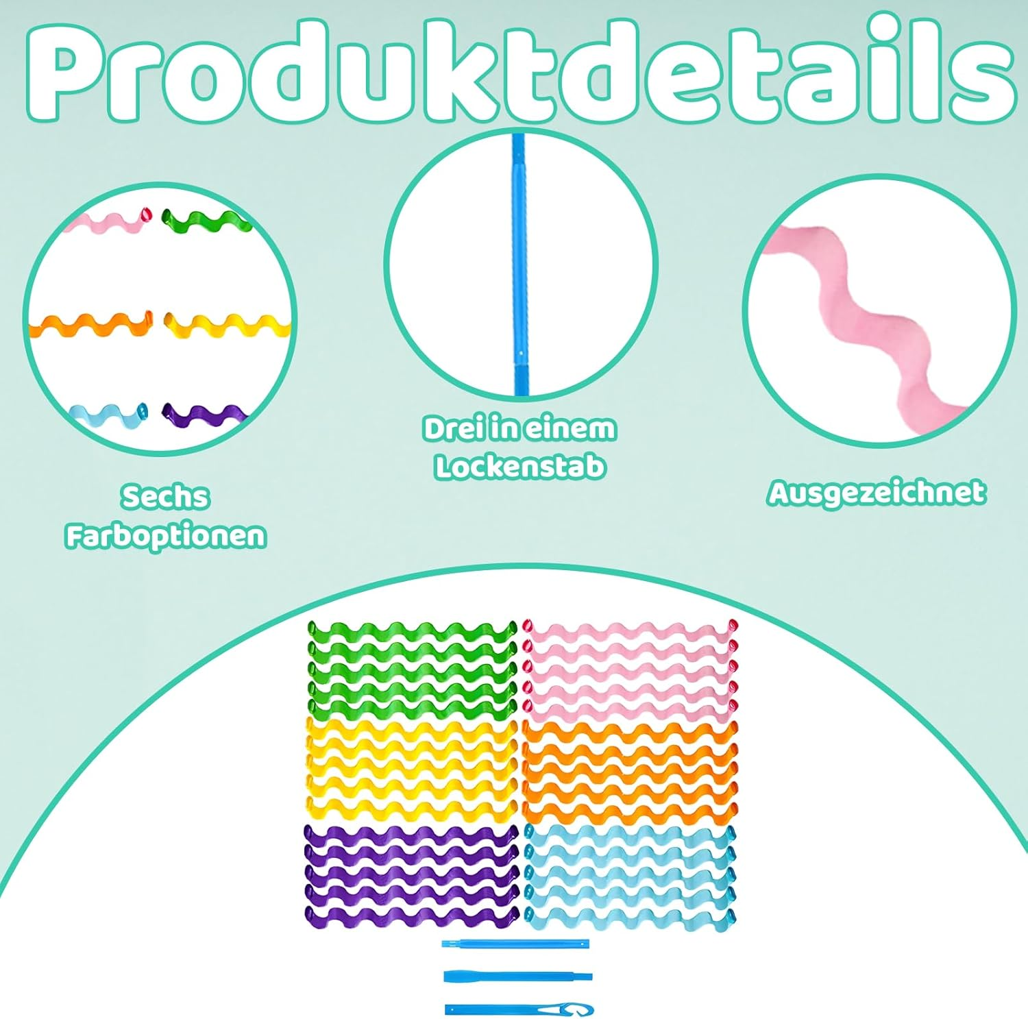 MOAZIFI 30-Piece Curler Set - Curls without Heat for Long Hair, Heatless Curls Overnight with 2 Styling Hooks for Natural Waves and Volume image number 5