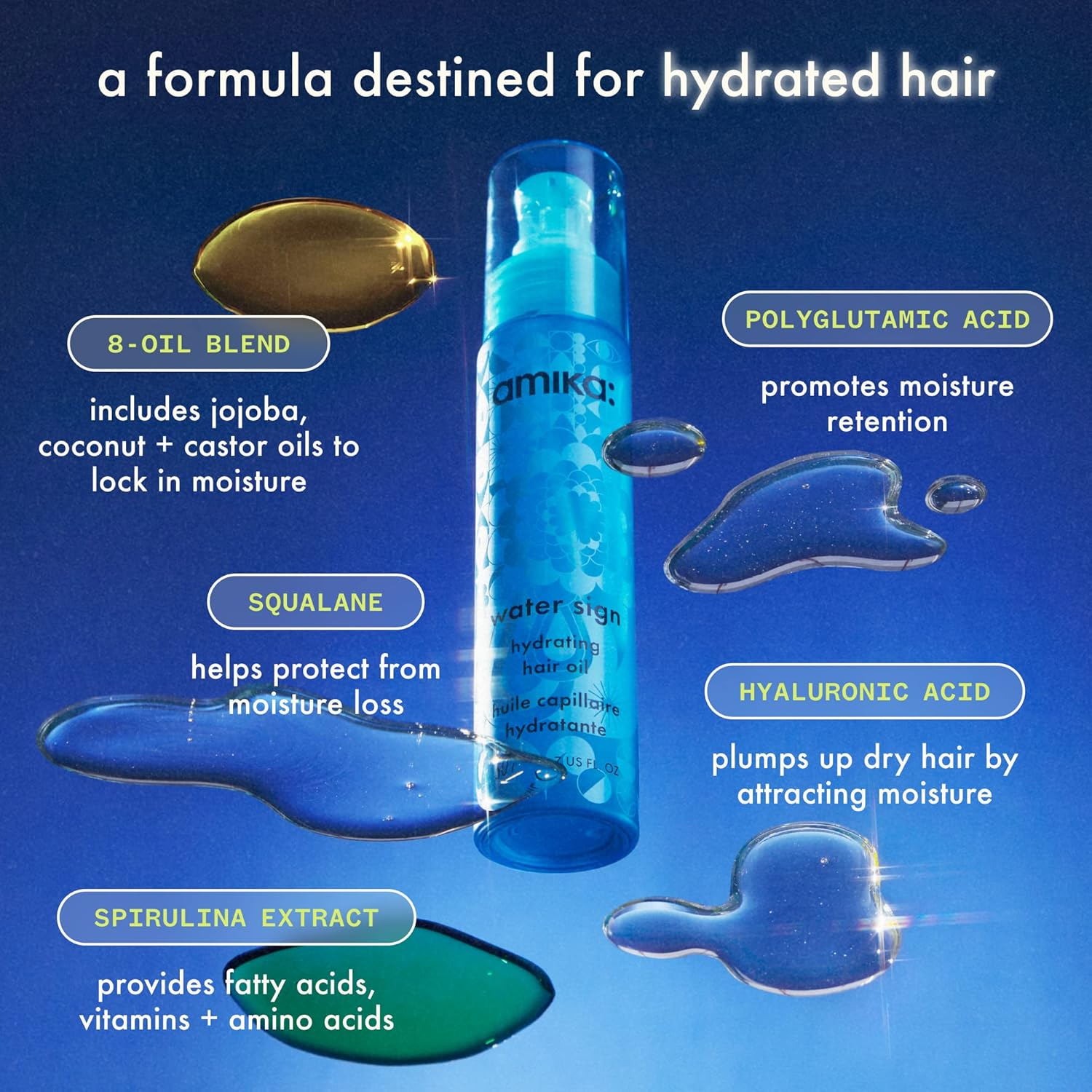 Amika Water Sign Hydrating Hair Oil 50Ml image number 4