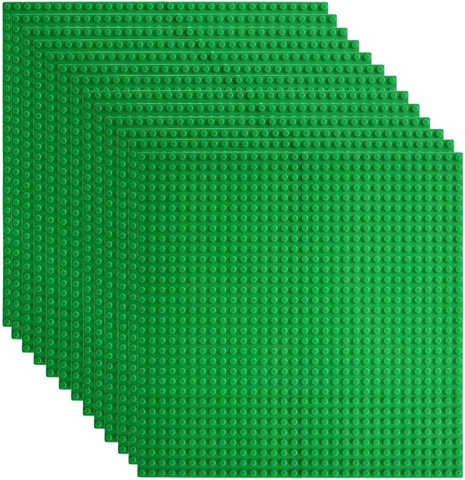 Lekebaby Classic Baseplates Building Base Plates for Building Bricks 100% Compatible with Major Brands-Baseplates 10" X 10", Pack of 12