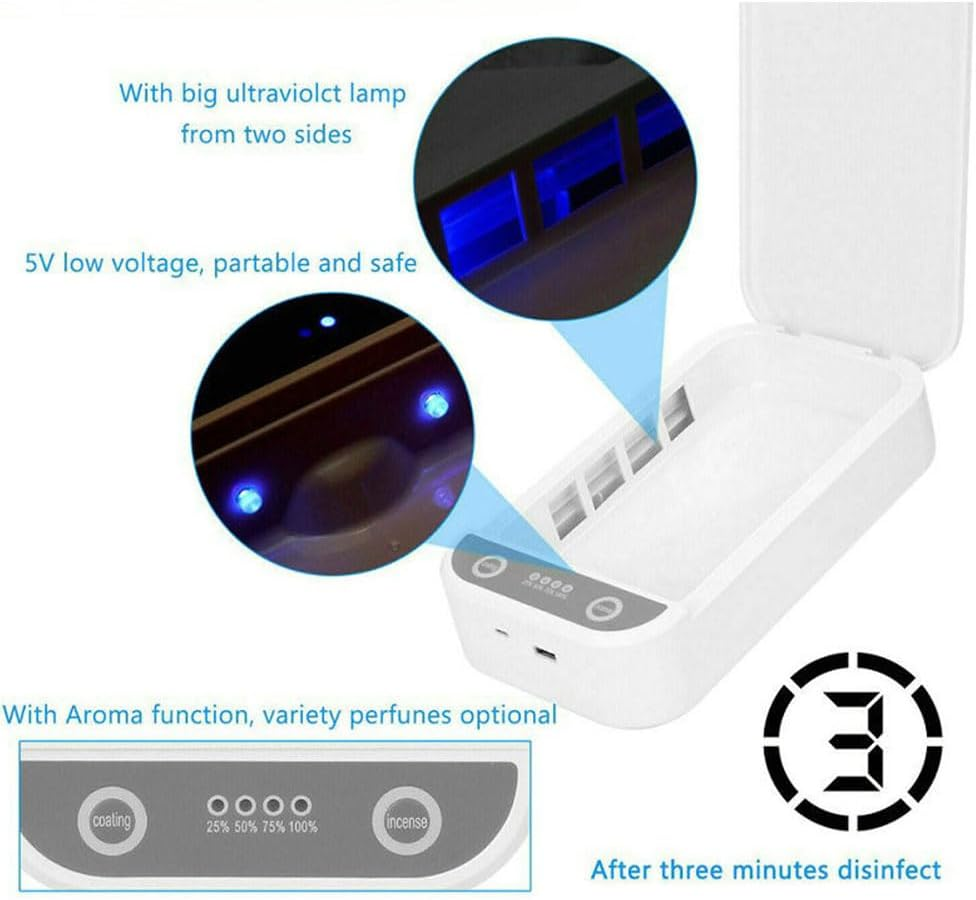 UV Steriliser Box with Aromatherapy, 2 UV Lamps, 17.5 X 10 X 3 Cm, USB Powered image number 3
