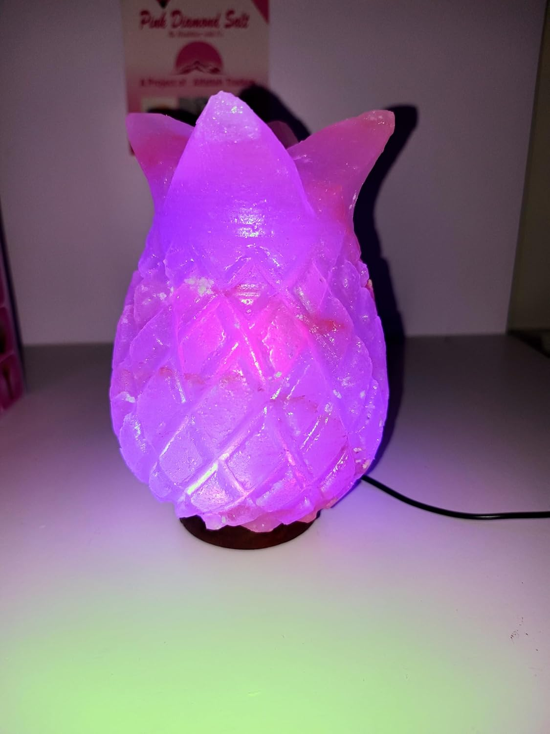 Himalayan Premium Multi Colour Pineappple Salt Lamp 100% Authentic, Beautifully Hand Crafted Pineappple Salt Lamp Comes with Complete Electric Fitting image number 3