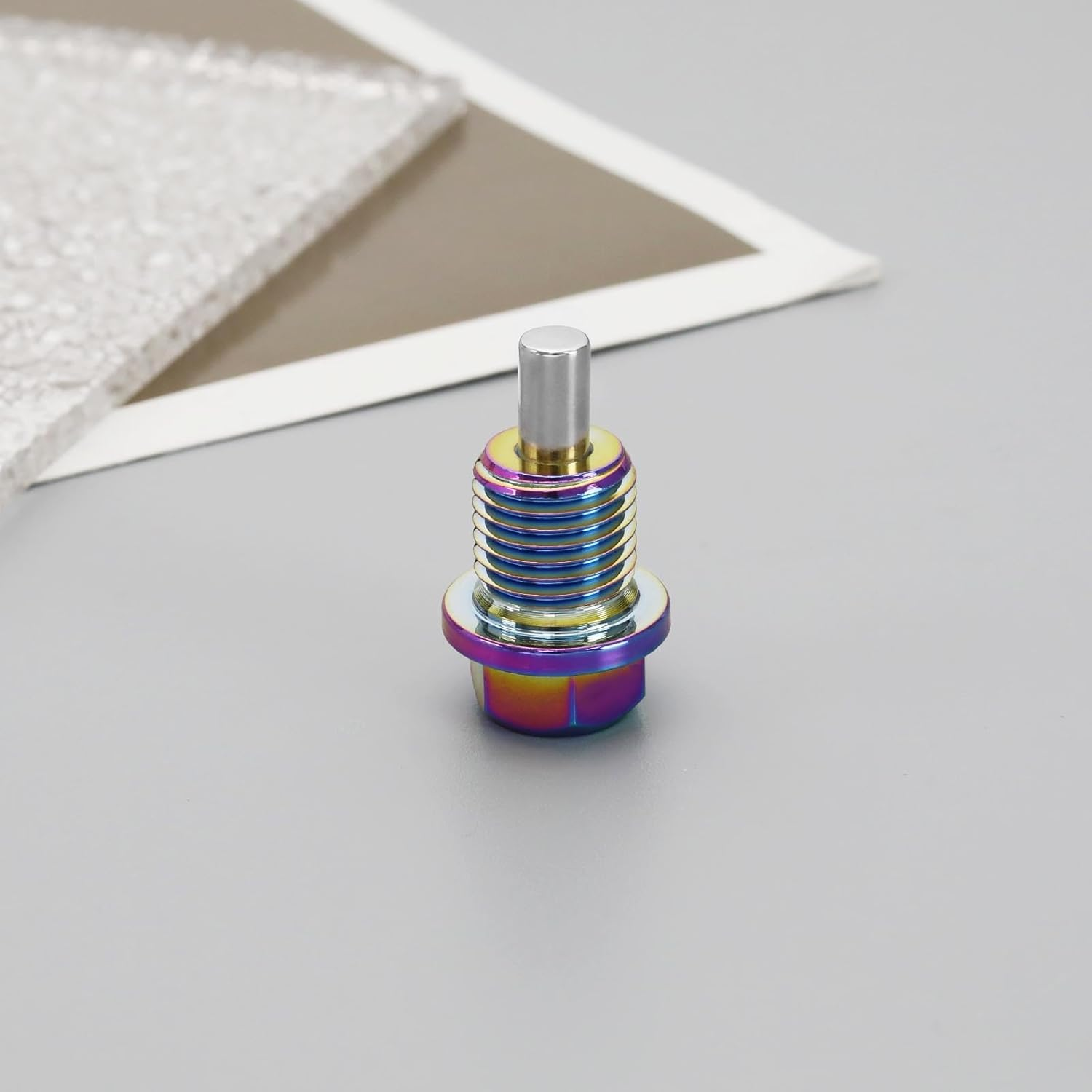 Ecsing 2PCS M14 X 1.5 Oil Drain Plug Multicolored Aluminum Magnetic Oil Drain Plug Sump Drain Nut Bolt with Screw Gasket Compatible with Toyota image number 5