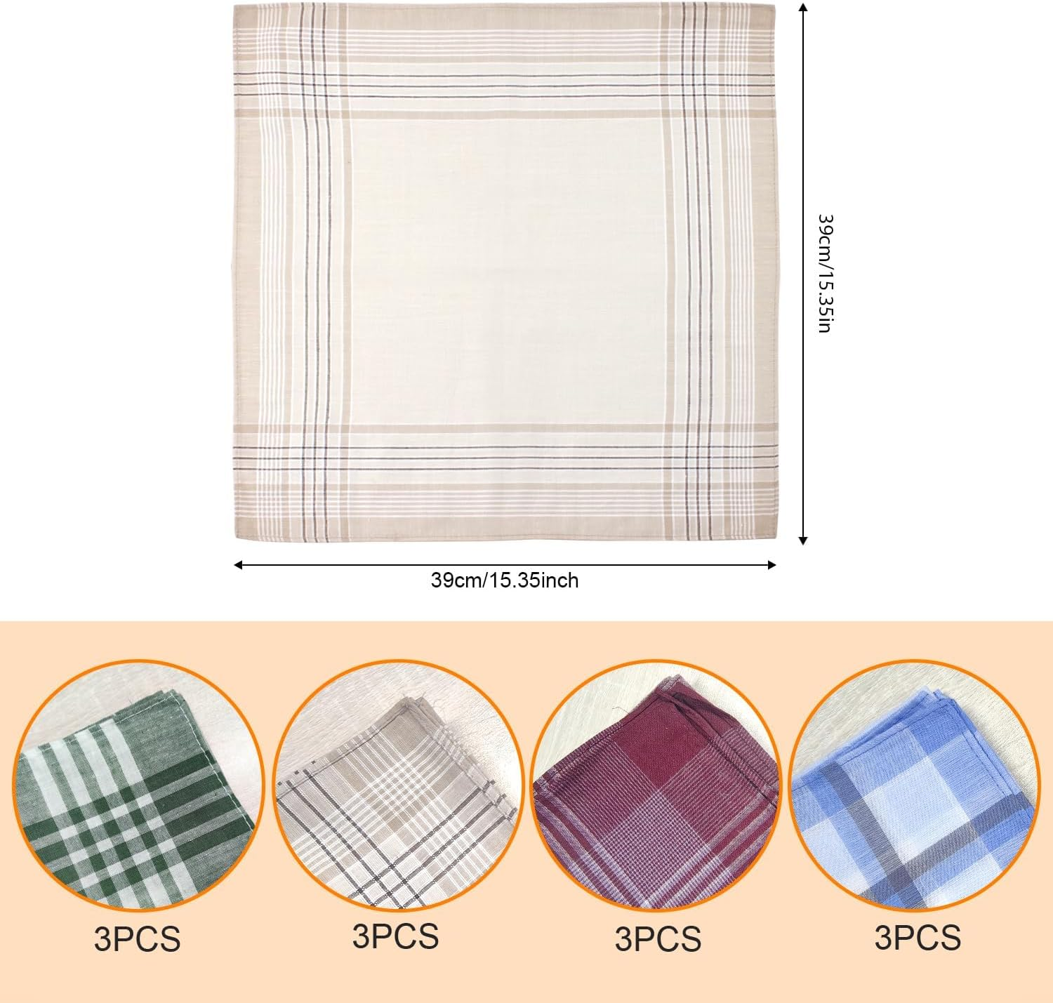 COZY CORE 100% Cotton Handkerchief for Men, Handkerchiefs Men Cotton, Classic Pocket Squares Hankies for Men Women image number 1