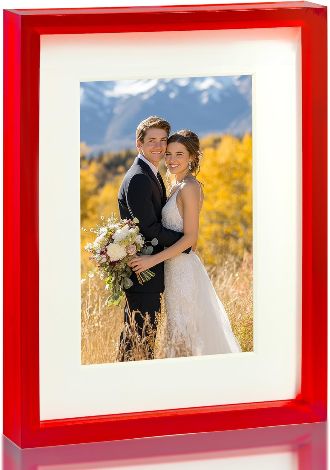 FARWAYVIEW Blue 4X6 Acrylic Picture Frame with Mat Neon Modern Colorful Tabletop & Wall Mount, Bondi Blue