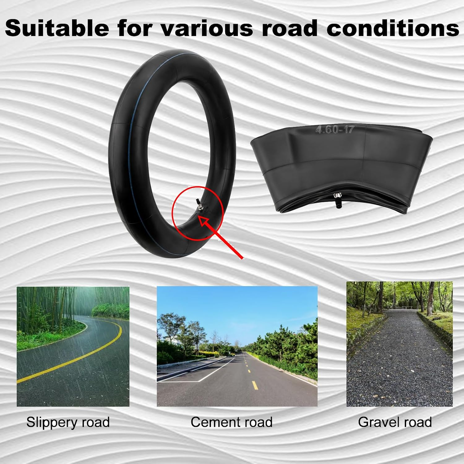 AWSZH 460-17 Tire Inner Tube 130/70-17 130/80-17 140/70-17 140/80-17 Heavy Duty Tube TR4 Straight Valve Stem Compatible with KLR250 1985-2005 KL250 1980-2001 XL350R 1984-1985 XT250 1980-1984 (1Pc) image number 3