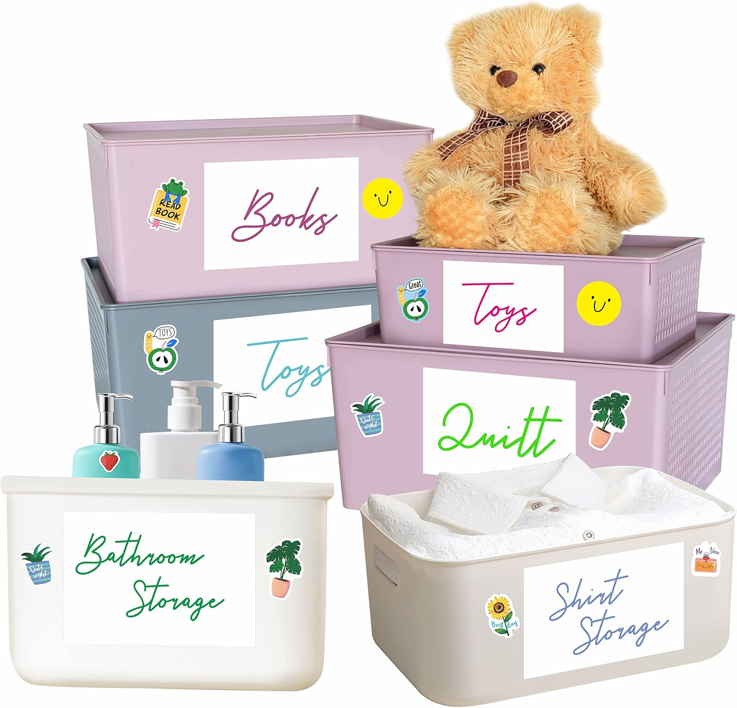 80 Large Size Removable Customizable Blank Labels, Water/Oil/Tear Resistant, No Residue for Home Organization Projects, Bins, Kitchen Storage Containers, Desk Items(6&rdquo;X 4&rdquo;)