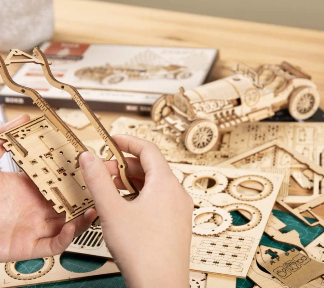 Robotime DIY Wooden Grand Prix Car 3D Puzzle Kit image number 4