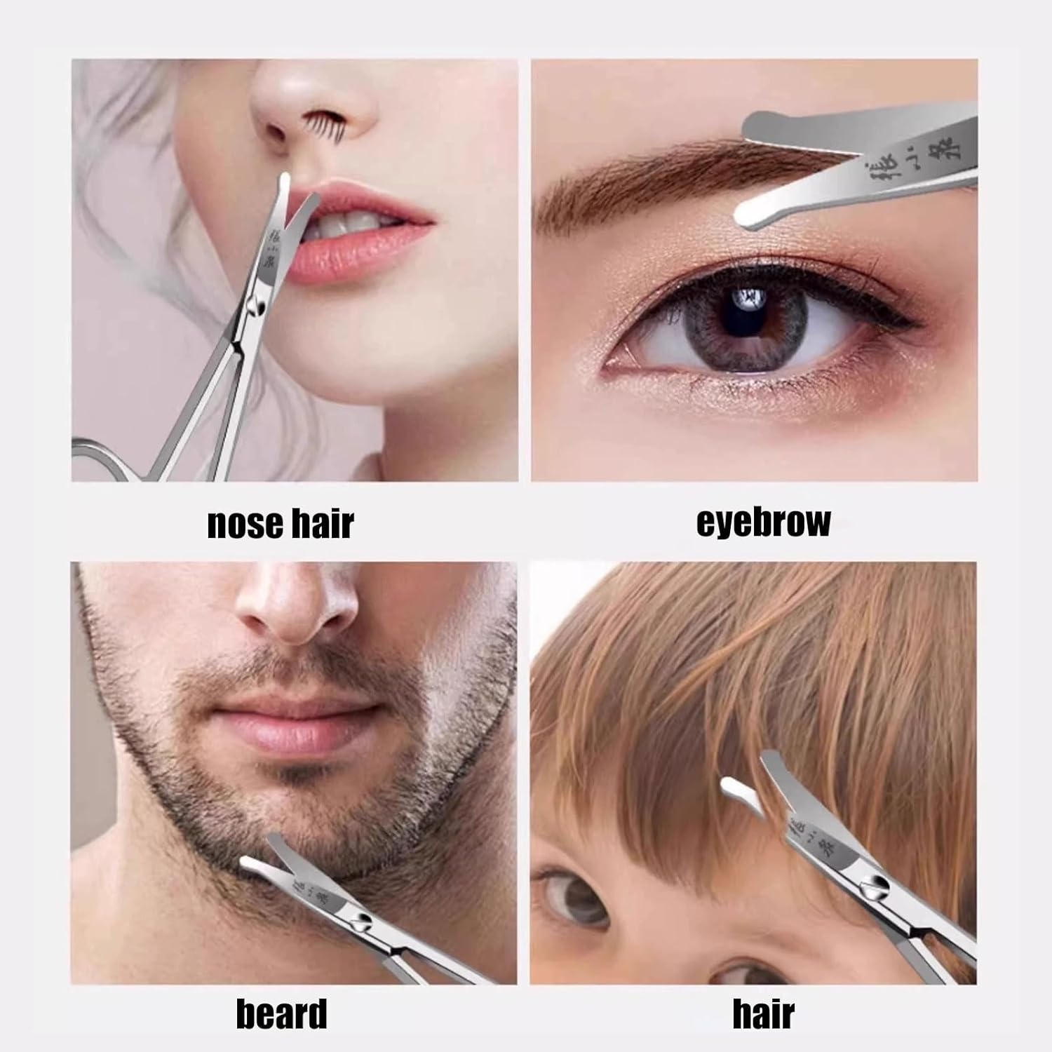 BGENHPON Grooming Scissors for Facial Hair - Small Beard Scissors Men Women - Eyebrow Nose Mustache Ear Trimming - Curved Safety Tip Stainless Steel 2PCS image number 1