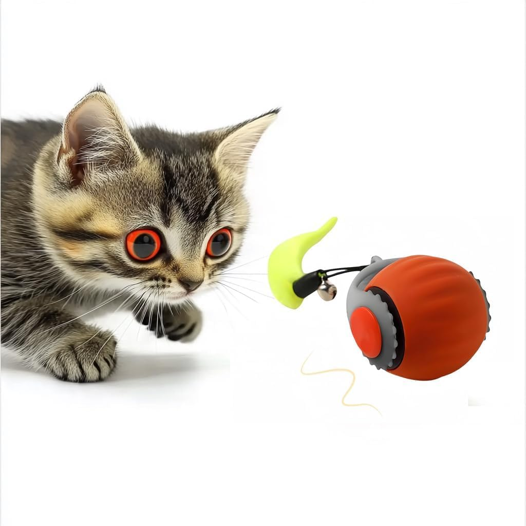 Interactive Cat Toy Balls,Electric USB Rechargeable,Built in 150Mah Lithium Battery, the Speed Can Reach 1M/S,Intelligent and Normal Modes (Orange) image number 5