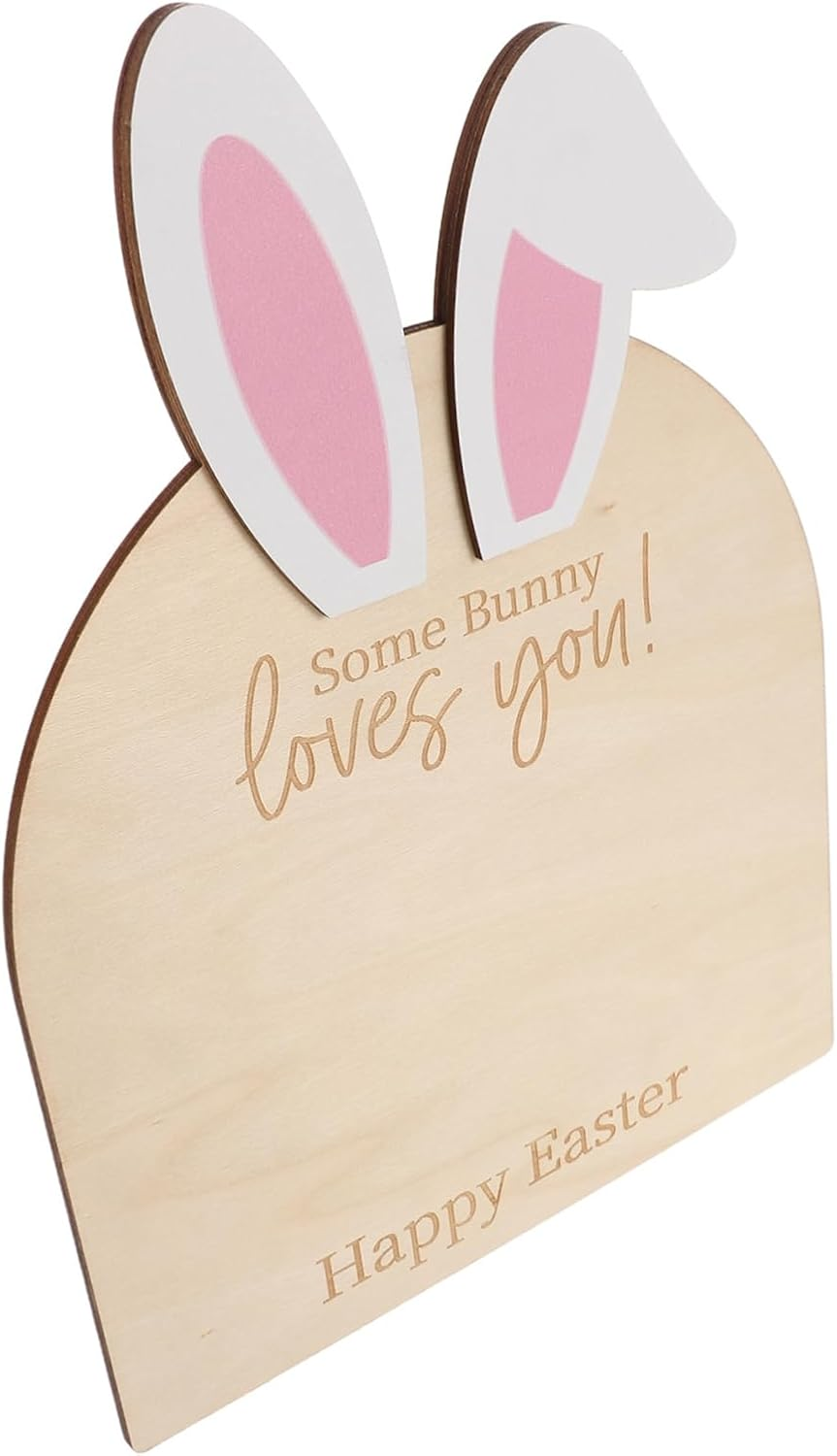Footprint Keepsake Bunny Ornament Kit Wooden Plaque for Nursery Decor for Newborns First Easter DIY Decoration Adorable Bunny Design image number 3