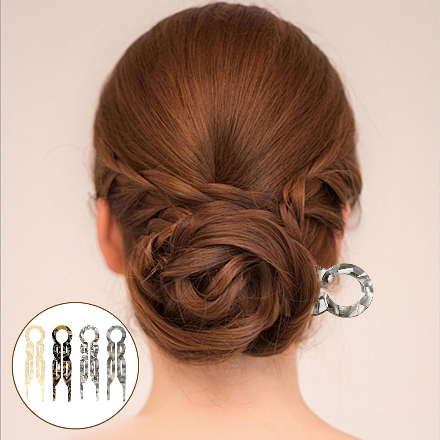 Jrusmr 4 PCS French Hair Pins for Women, Lialys Hairpins, U Shaped Hairclips for Thick or Thin Hair, Elegant Styling Accessories for Daily Use or Updos