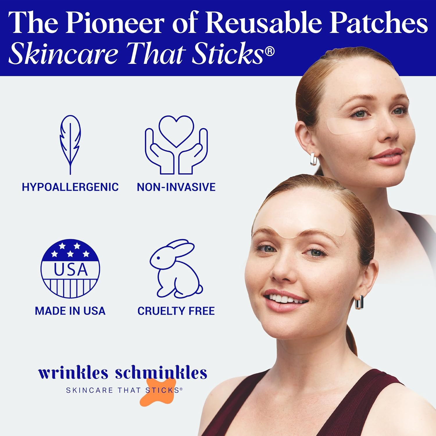 Wrinkles Schminkles Forehead & under Eye Wrinkle Set - Reusable Silicone Patches for Smoothing Facial Lines - Overnight Wrinkle Reduction (1 Pair) image number 4
