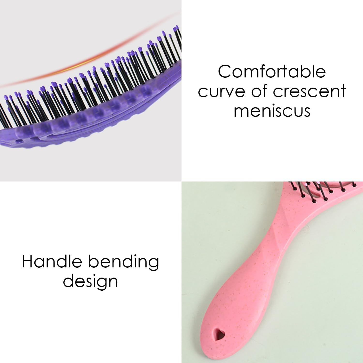 2 Pieces Styling Comb, Head Massage Comb, Hair Styling Brush, Hairdressing Supplies (Pink, Purple) image number 5