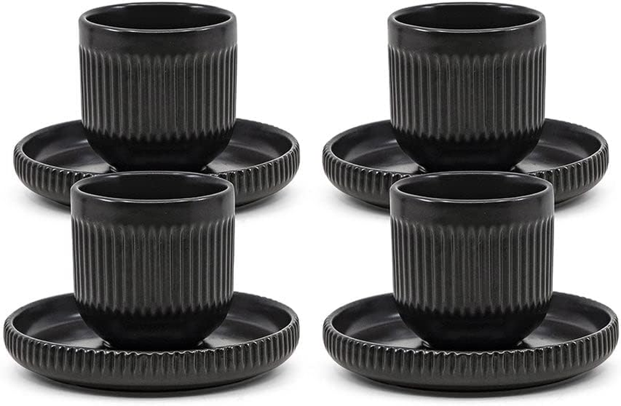 Salt&Pepper Brae Espresso Cups & Saucers, White, 100 Ml (Set of 4)