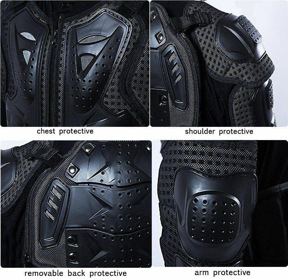 TDR Adult Motorcycle Full Body Armor Jacket Motocross Dirt Bike Chest Back Shoulder Elbow Protection Gear Ventilation Black Protective Equipment image number 3