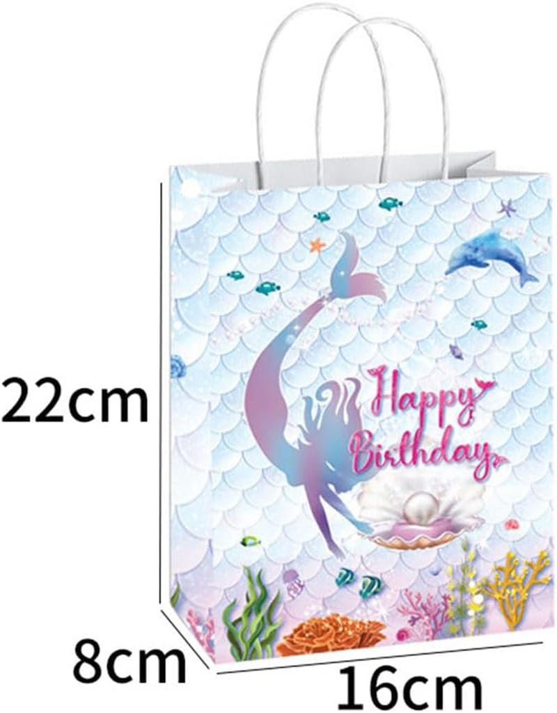 Dnvkict 24 Pack Mermaid Goodie Bags with Handles Candy Bags Mermaid Theme Party Bags Party Favor Treat Bags for Decorations (Sea World) image number 3