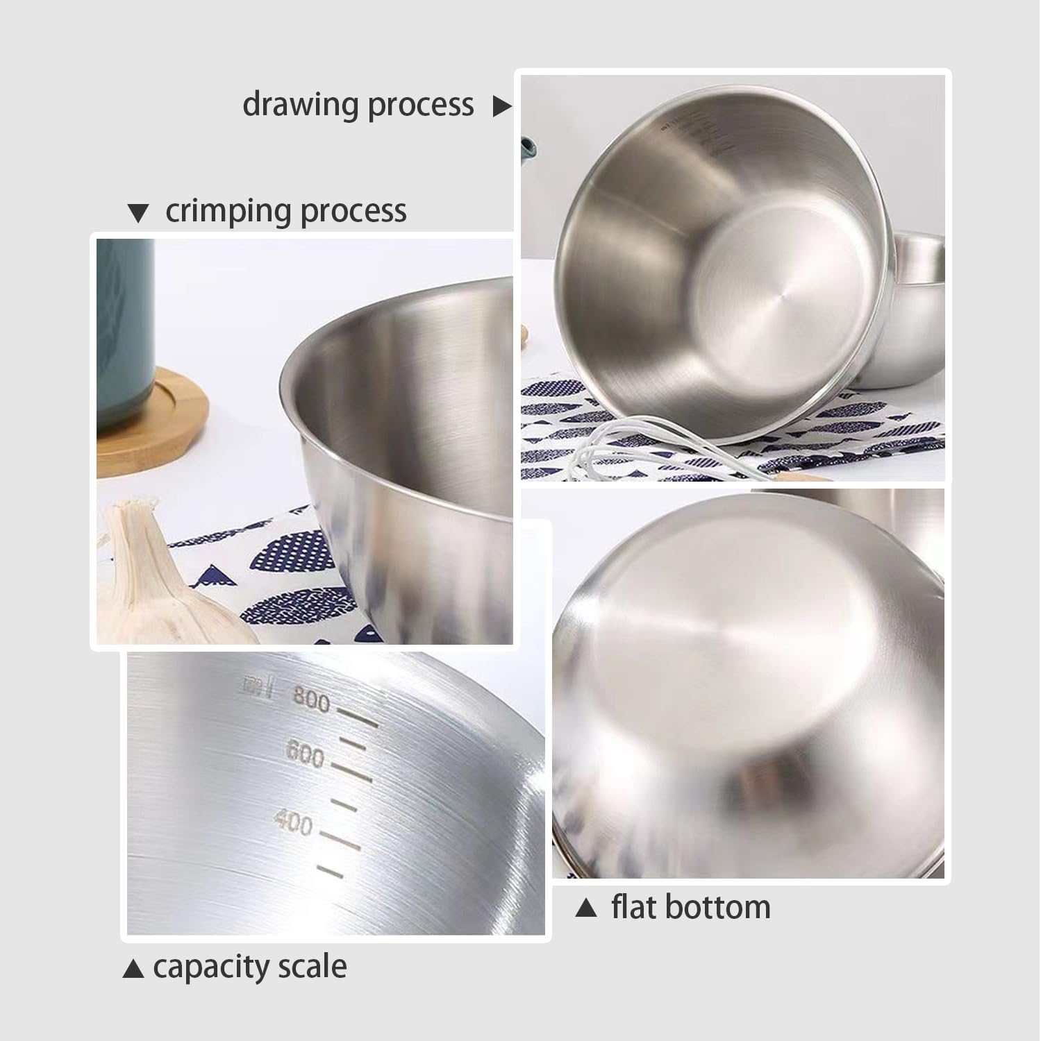 WANBY Stainless Steel Bowls 304 Metal Lightweight Unbreakable Dinner Bowls Set Non-Toxin Dishwasher Safe BPA Free and Healthy (8 Pack 28Oz) image number 1