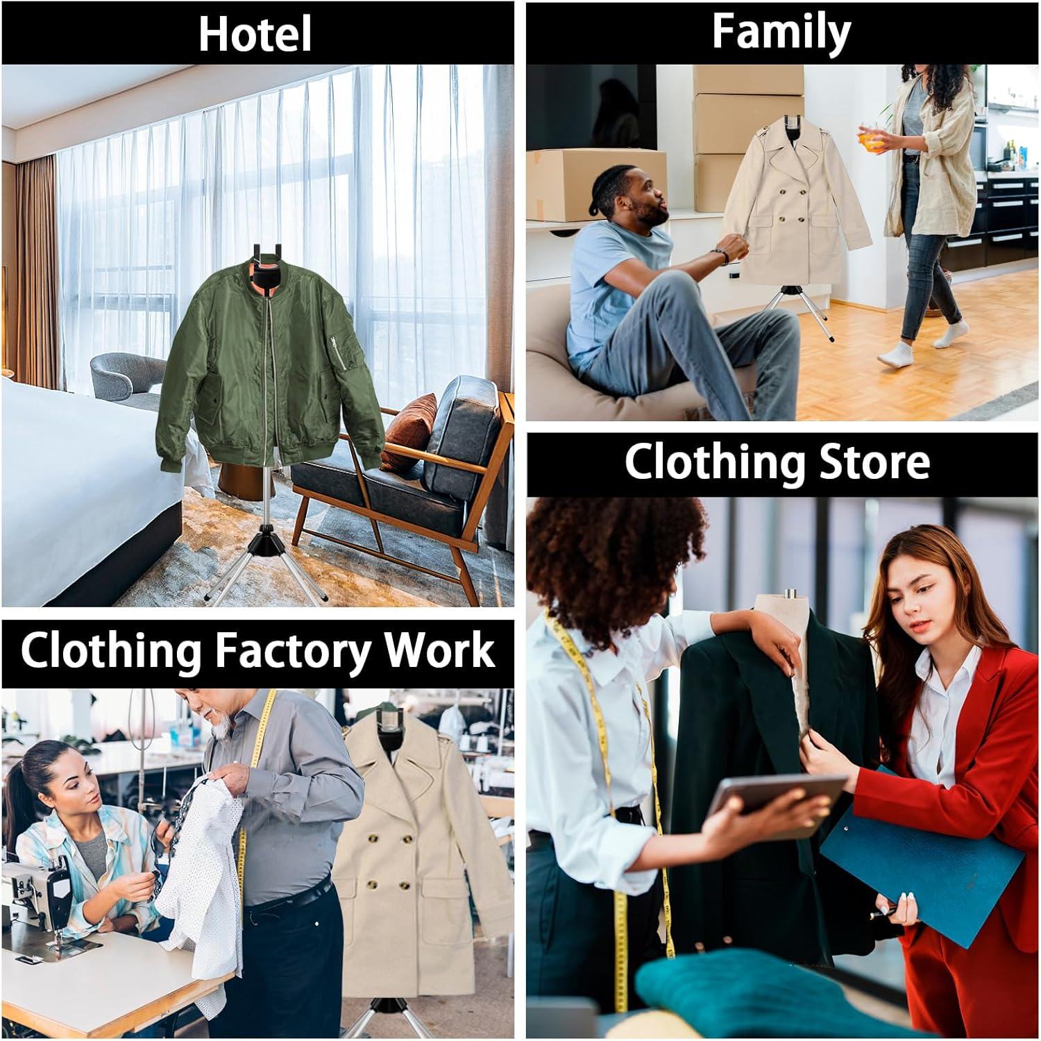 Steamer Hanger Stand - Adjustable Height Handheld Garment Steamer Stand 360&deg; Rotatable Steam Iron Stand Foldable Clothes Steamer Rack Standing Streamer Bracket for Steaming Clothes image number 2