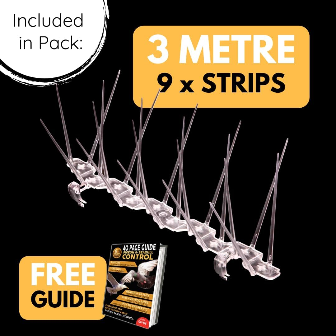 Defender Bird Spikes | Gutter Spikes Pack for Seagulls & Pigeons | Install Guide | 3 Metre image number 1