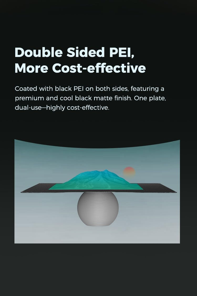 Creality Hi Double Sided Black Textured PEI Build Plate (280 * 265Mm), without Magnetic Flexible Steel Plate, Strong Adhesion, Excellent Flatness, 3D Printer Platform for Creality Hi - Cfs Feed  Return Kit image number 6