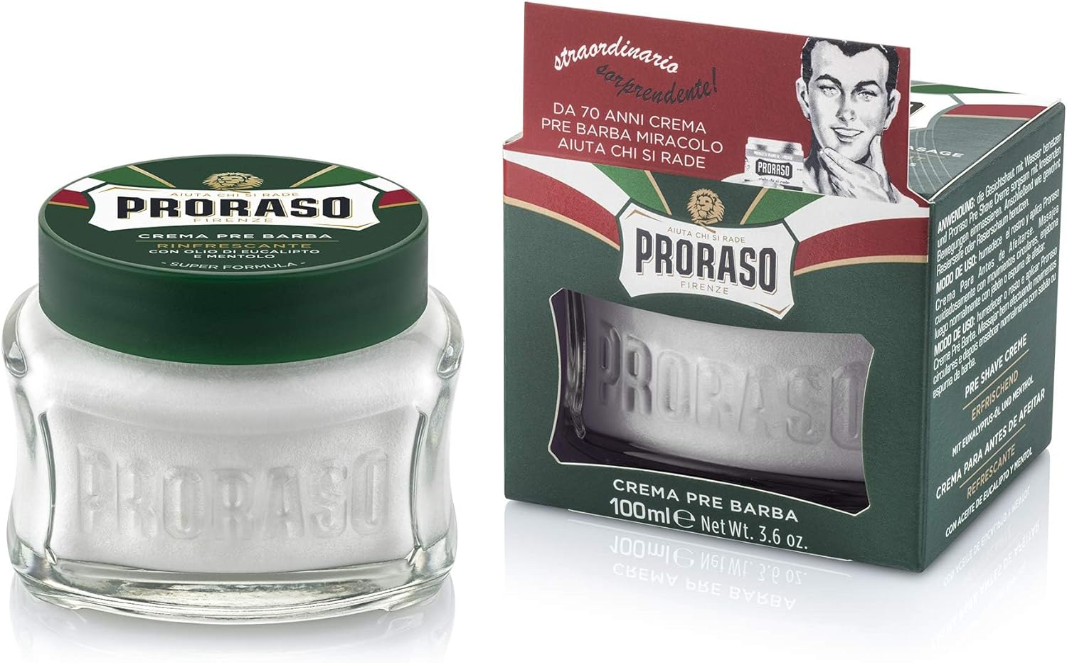 Proraso Pre-Shave Conditioning Cream for Men, Refreshing and Toning with Menthol and Eucalyptus Oil, 3.6 Oz