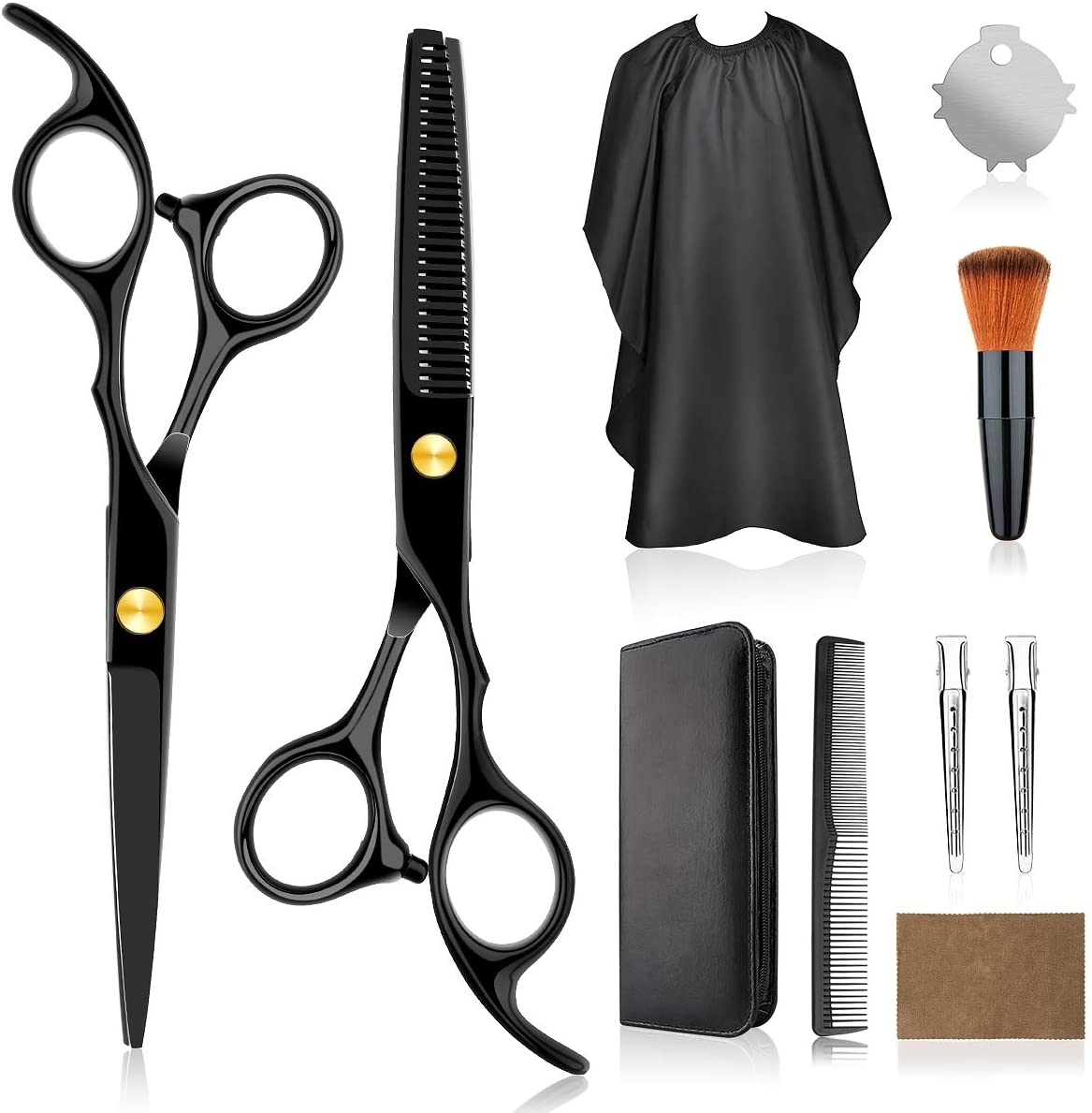 Professional Home Hair Cutting Kit - Quality Home Haircutting Scissors Barber/Salon/Home Thinning Shears Kit with Comb and Case for Men and Women