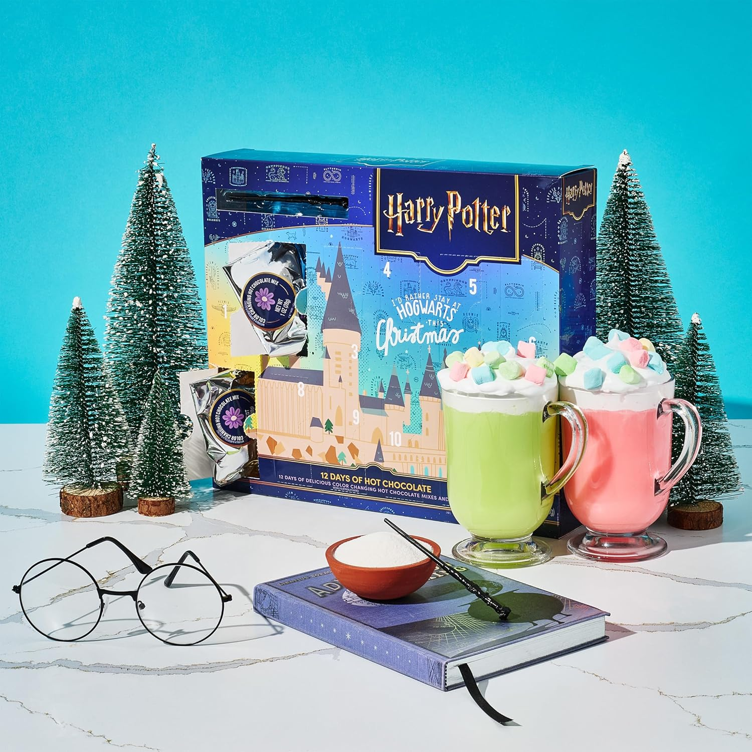 HARRY POTTER 12 Days of Hot Chocolate, Includes 12 Color-Changing Hot Chocolate Mixes in 4 Colors and 1 Stir Wand, Officially Licensed image number 3