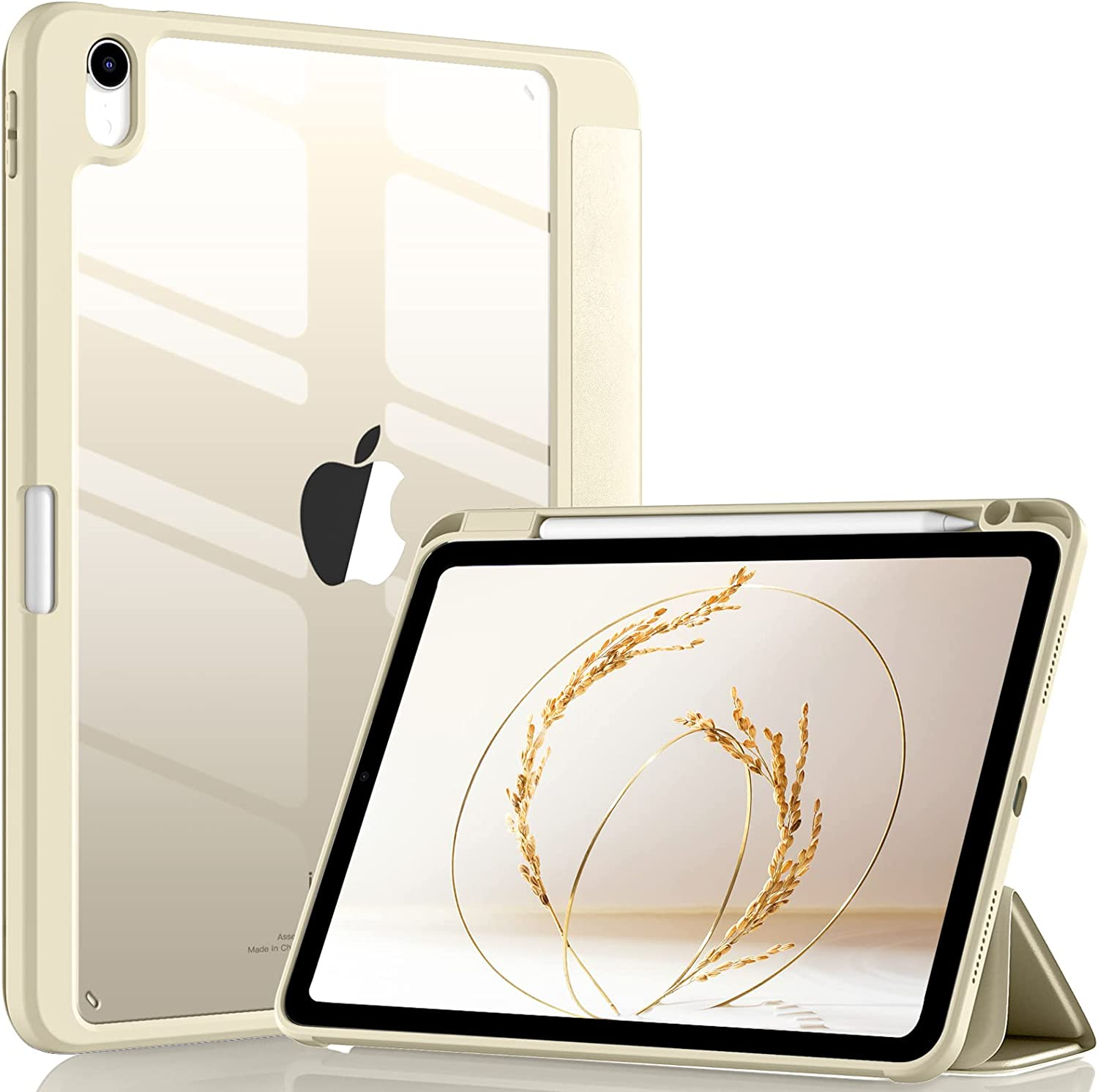 Witzon Compatible with Ipad Air 5Th Generation Case 2022 / Ipad Air 4Th 2020 Case with Pencil Holder, Clear Back Slim Stand Protective Smart Cover for Apple Ipad Air 5/4 10.9 Inch Cases, Starlight