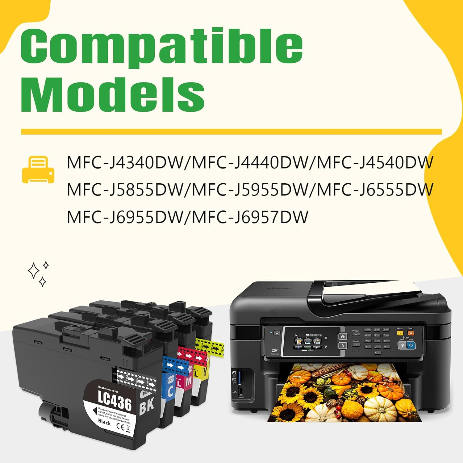 LC436 Ink Cartridges Replacement for Brother LC 436 Inkink Cartridges High Yield Work for Brother MFC-J4340DW MFC-J4440DW J4540DW J5855DW J5955DW J6555DW J6955DW Printers (1B 1C 1M 1Y)