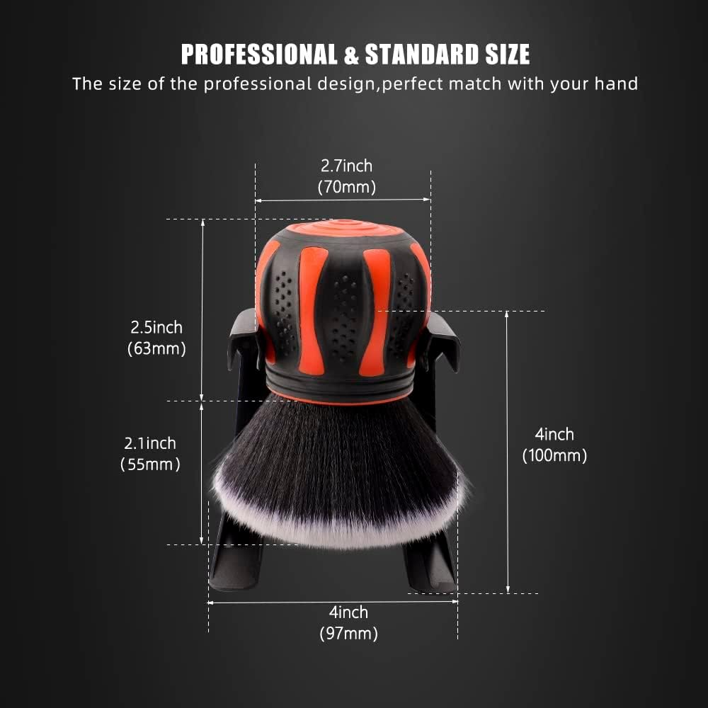 SPTA Ultra Soft Detailing Brush, Car Detail Orange Handle XL Synthetic Brush - Bristles, Comes with Storage Rack, Covers Large Area inside or outside Vehicles image number 6