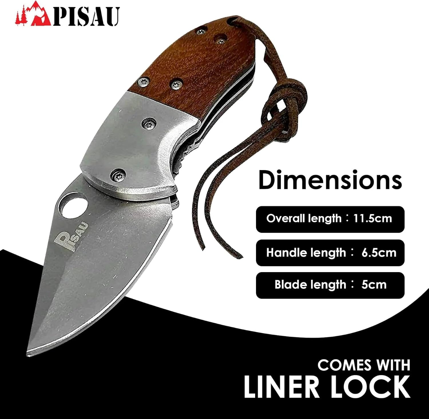 PISAU Stainless Steel Camping Folding Knife with Sheath image number 1