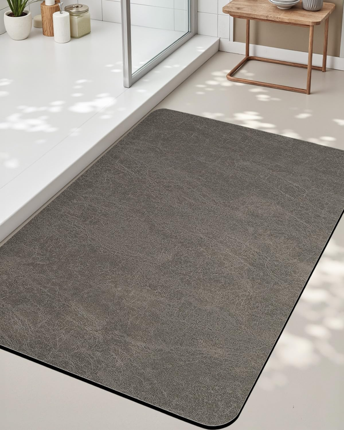 DEXI Super Absorbent Bath Mat 43 X 110 Cm, Non-Slip Washable Rugs for Shower Floor, Thin and Quick Dry Bathmat for Tub, Toilet, Sink, Bathroom Accessories, Dark Grey