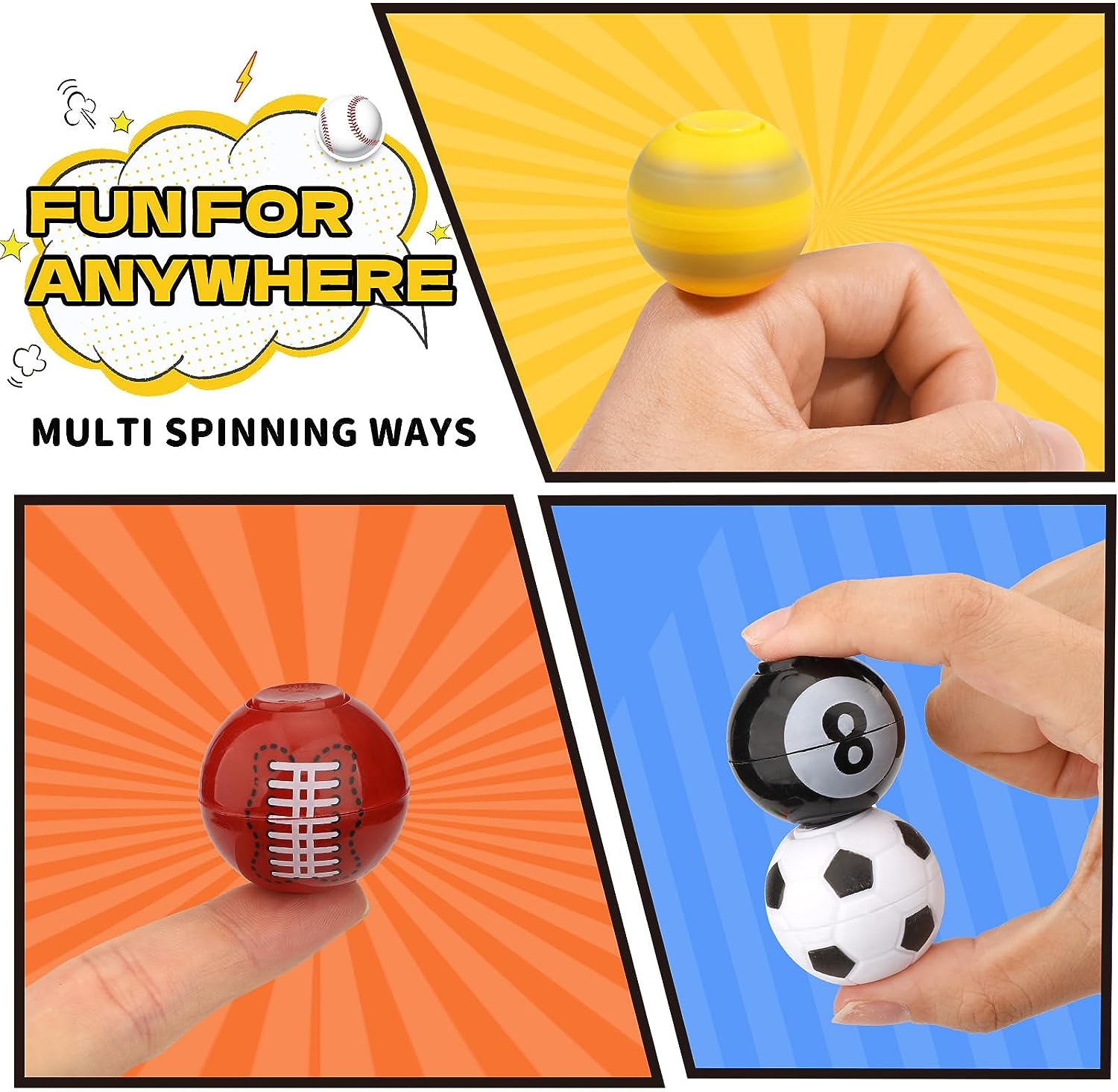 Soccer Party Favors for Kids 4-8 8-12, 36 Pack Fidget Spinner Basketball Balls Goodie Bag Stuffers Treasure Box Toys for Classroom Return Gifts for Kids Easter Party Favors Supplies image number 1