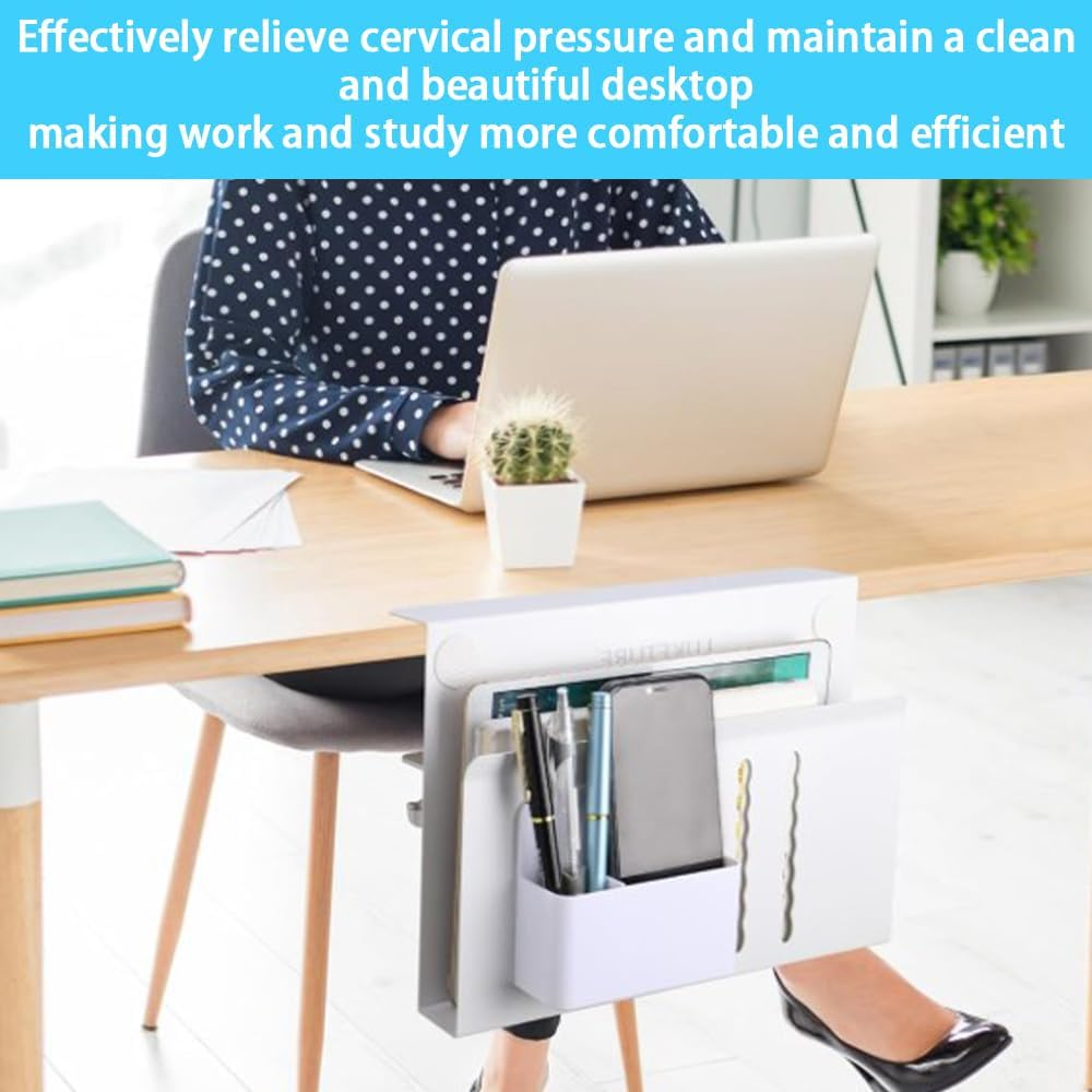 Desk Side Storage Organizer, No Drilling Desk Hanging Organizer Laptop Holder Aluminum Alloy Standing Desk Drawer Cable Management Tray for Office, School, Home image number 3