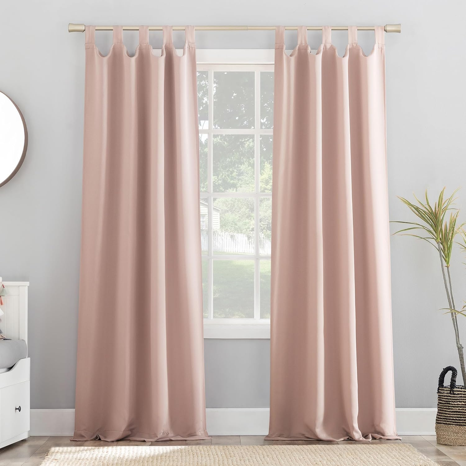 Sun Zero Easton Energy Saving Blackout Tab Top Curtain Panel, 40" X 84", Blush Pink image number 2