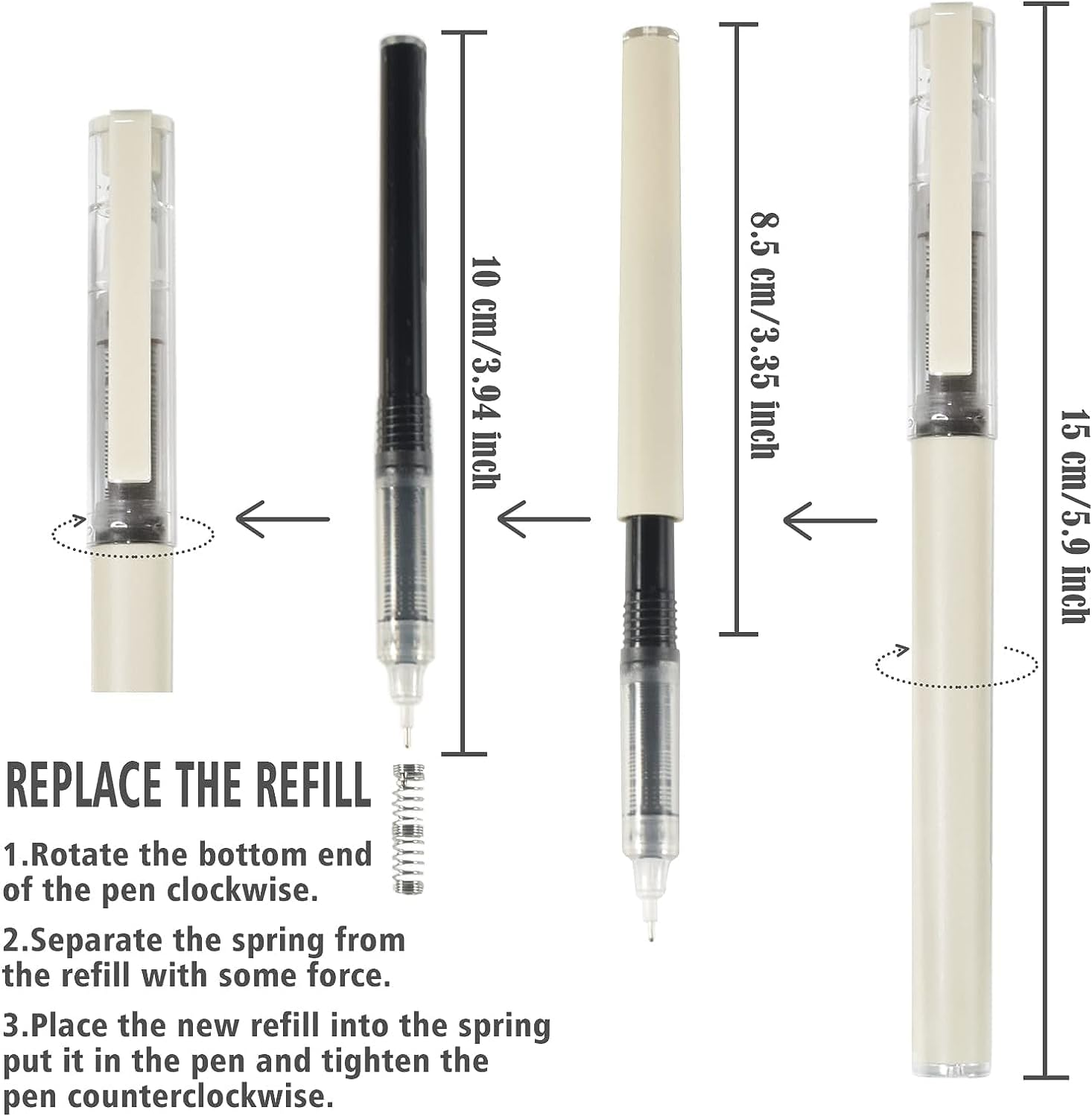 5Pcs Gel Pens and 1Pc Highlighter, Quick Dry Ink Pen Fine Point Black 0.5Mm, Aesthetic Retractable Rolling Ball Pen Smooth Writing for Journaling Notetaking (Black) image number 4