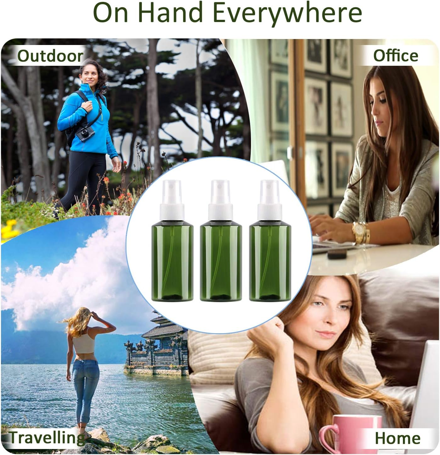 Alledomain Plastic Spray Bottles - Empty Refillable Fine Mist Travel Atomiser Sprayers Plastic Bottles Set Liquid Containers with 2 Funnels - Ideal for Makeup Remover Cosmetic Beauty Care, 150Ml*3, 150Ml - 200Ml*3 image number 4