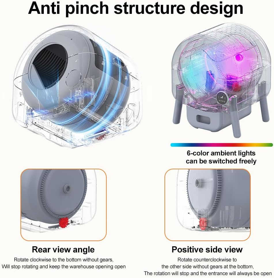 Self Cleaning Cat Litter Box,Automatic Cat Litter Boxes Extra Large Cat Litter Tray with 76L+13L Capacity App Control/Health Monitor Cat Litter Furniture for Multiple Cats image number 5