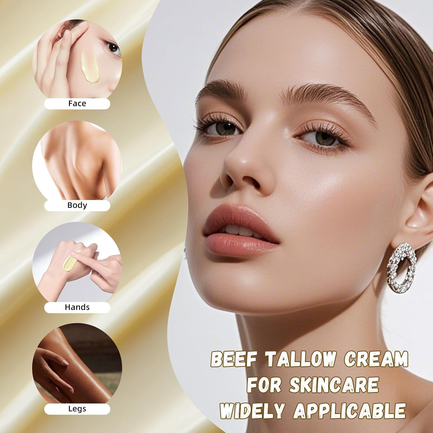 Beef Tallow for Skin, Beef Tallow and Honey Balm, Beef Tallow Face Moisturizer Hydrates and Nourishes the Skin, Whipped Tallow Honey Balm Natural Beef Tallow Lotion for Body Skin Care(2.470Z) image number 4