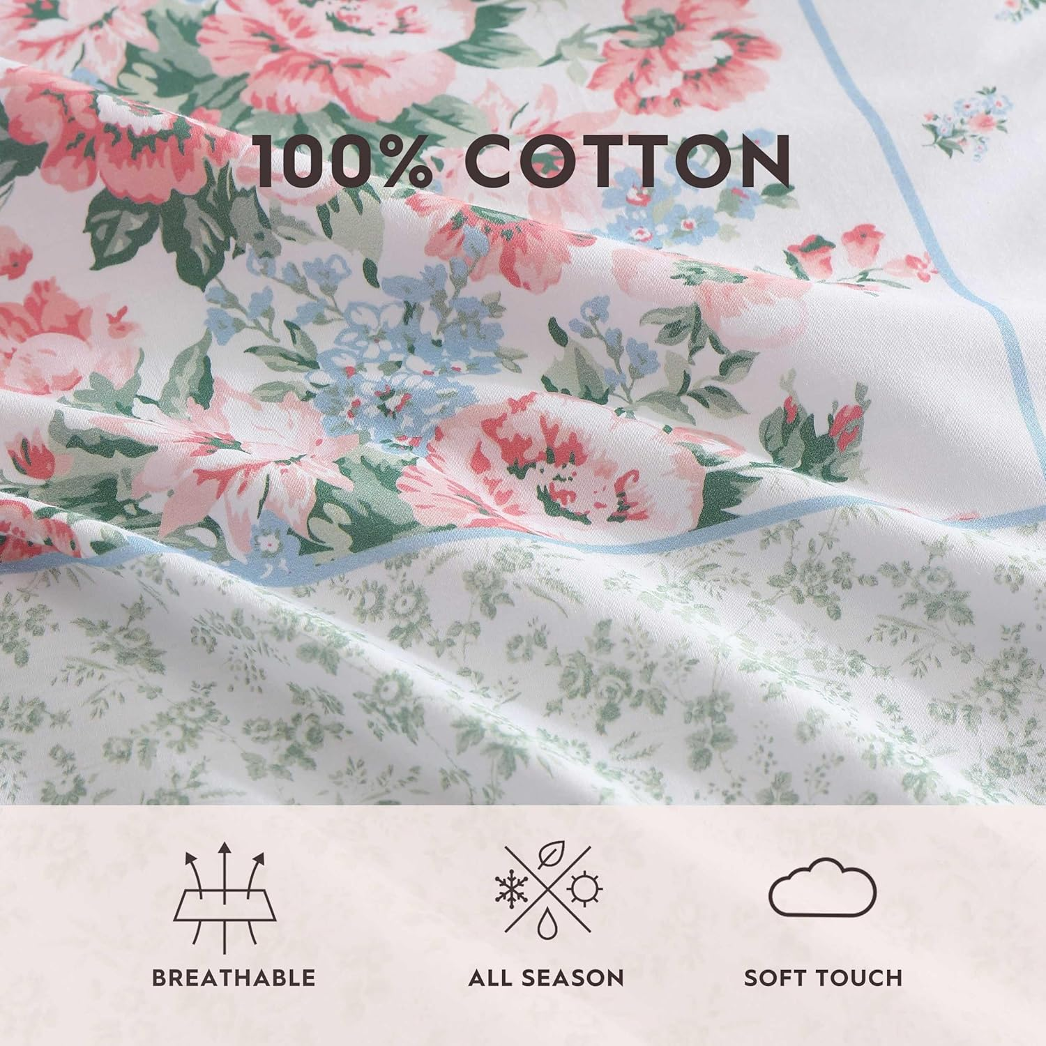 Laura Ashley - Duvet Set, Super Soft & Cozy Bedding, Includes Matching Shams & Bonus Throw Pillow Covers, Luxurious Home Decor (Hope Patchwork Blue, Twin) image number 3