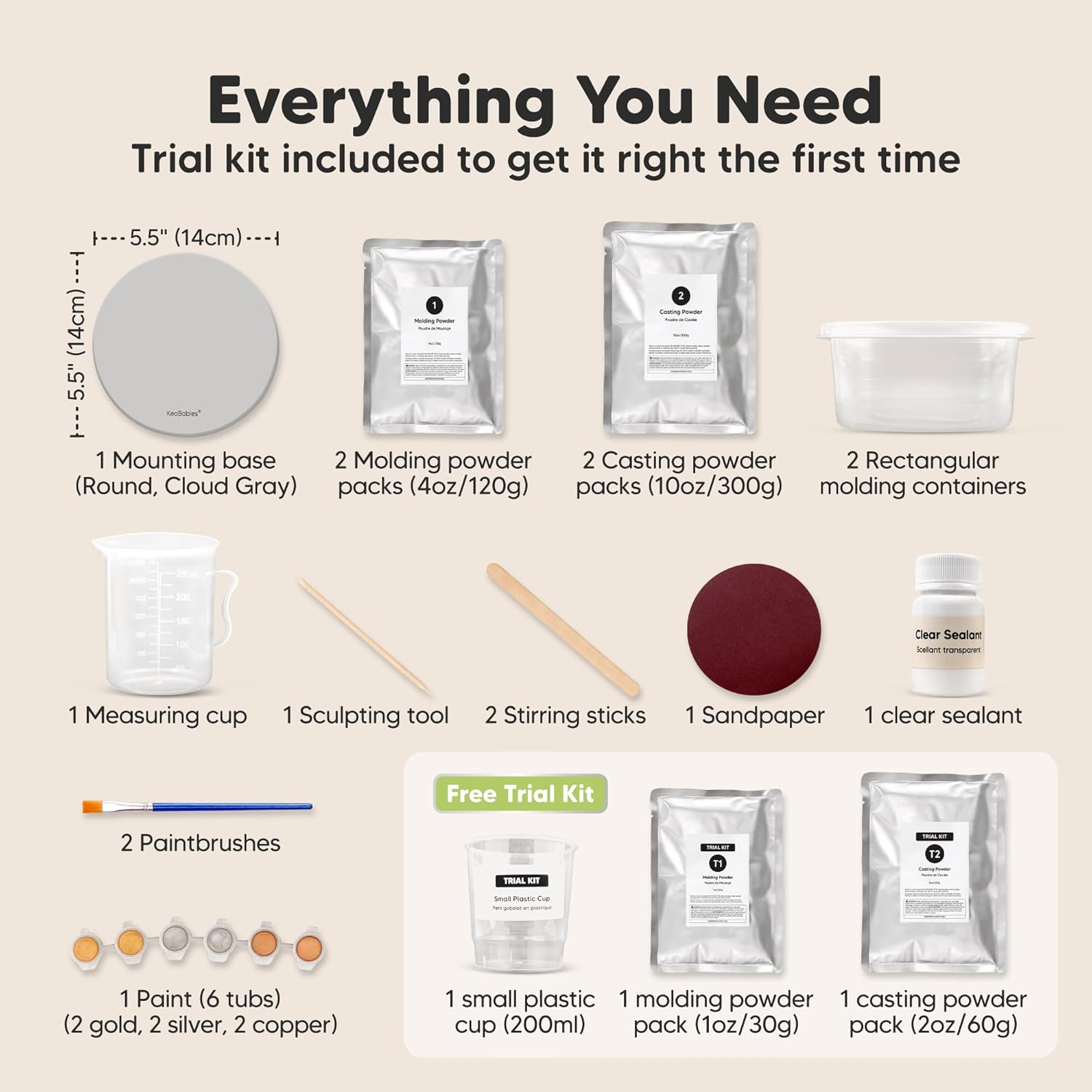 Reve Baby Casting Kit for Hand and Foot (Round, Cloud Gray) image number 7