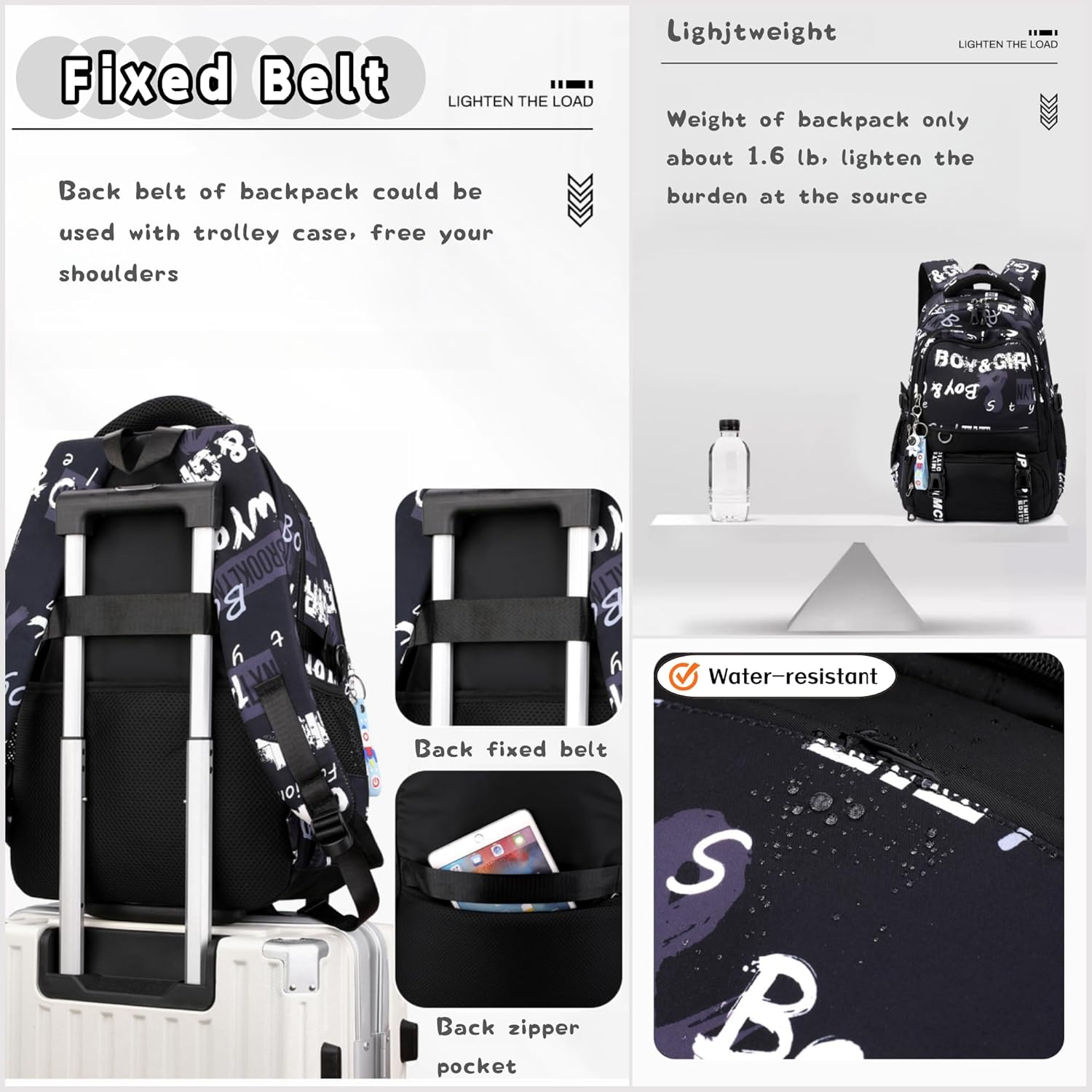 Camo or Football Print Boys School Bags Backpack Travel Backpack Daypacks image number 4