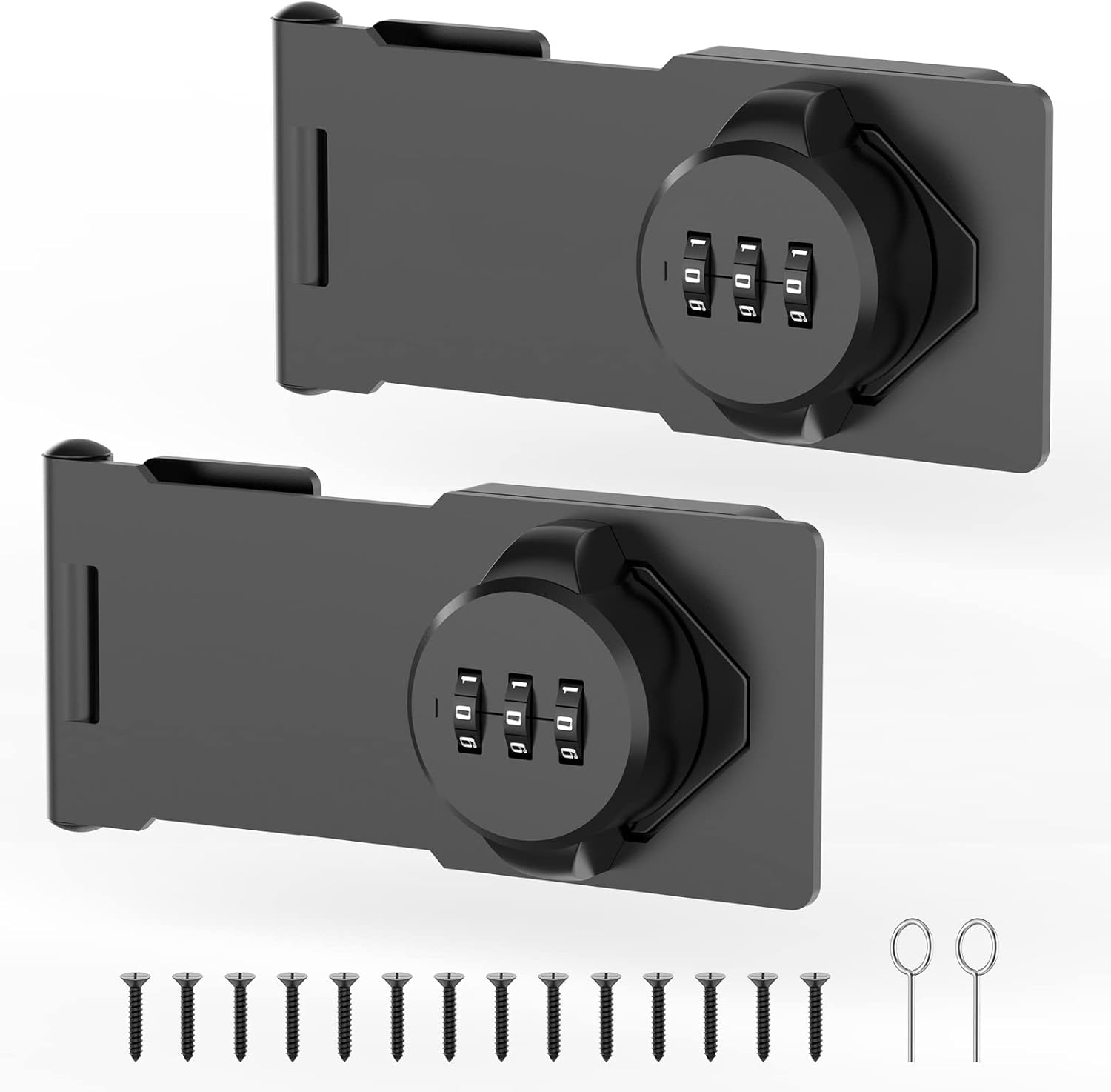 Mechanical Password Rotary Hasp Locks, Cabinet Locks with Combination, Door Security Gate Locks for Small Doors, Cabinets, Barn Door, Bathroom, Outdoor, Closet, Fence (2 Packs Black)