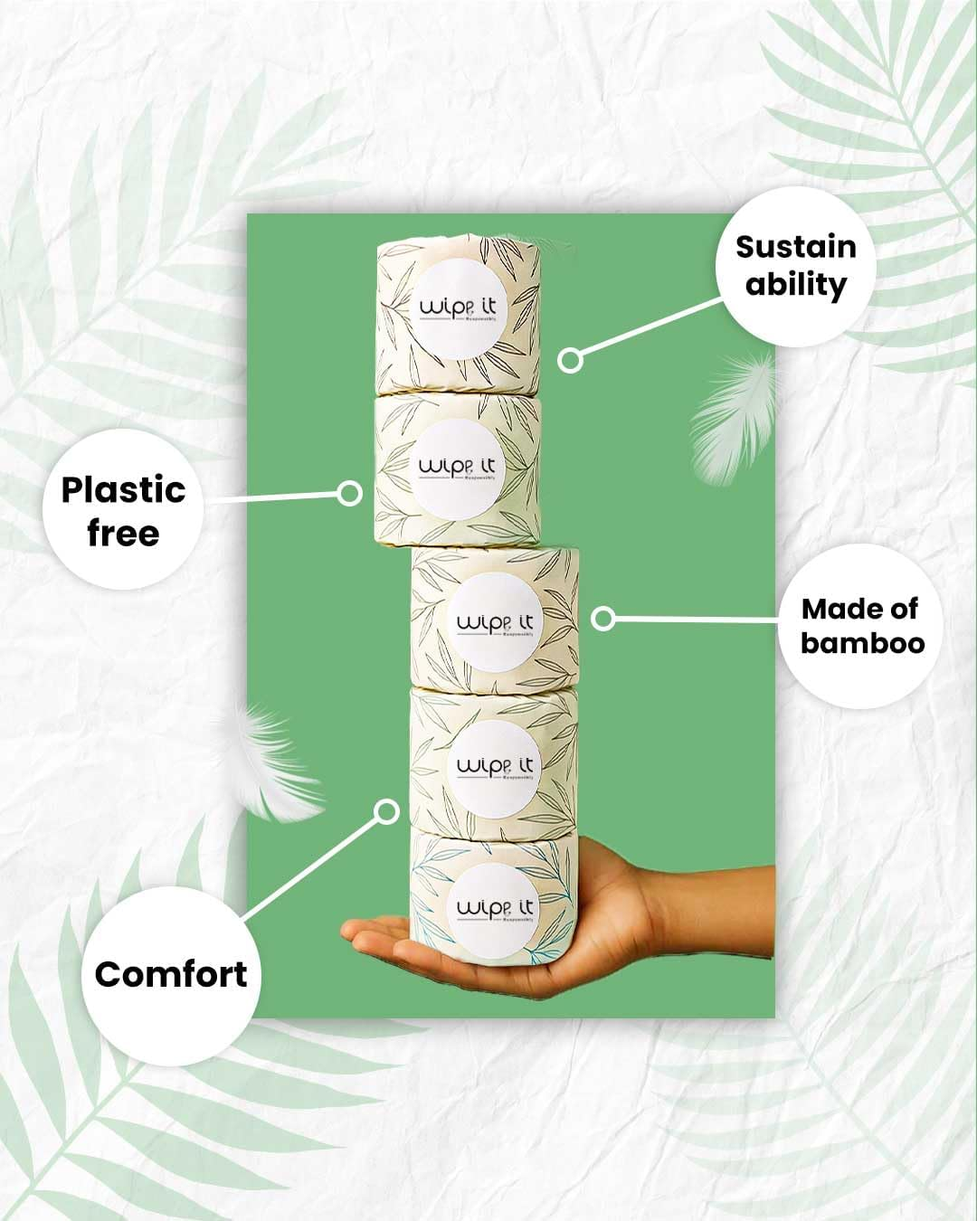 Toilet Paper Rolls | 100% Recycled 3-Ply Double Length | 12 Pack | 370 Sheets Each | Soft, Strong & Plastic-Free | Unscented Eco-Friendly Toilet Tissue image number 4