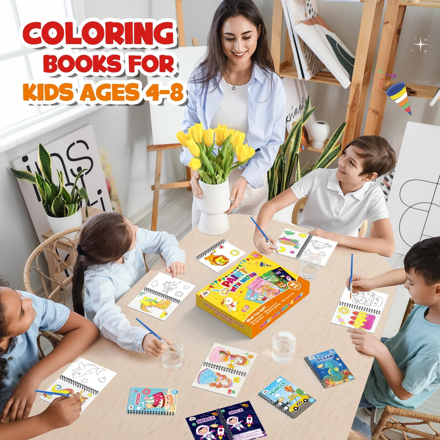 ZMLM 48 Water Coloring Books Easter Party Favors - Easter Basket Stuffers for Toddlers Mini Coloring Books Bulk for Ages 4-8,Small Goodie Bags Stuffers Crafts Return Gifts Classroom Birthday image number 5