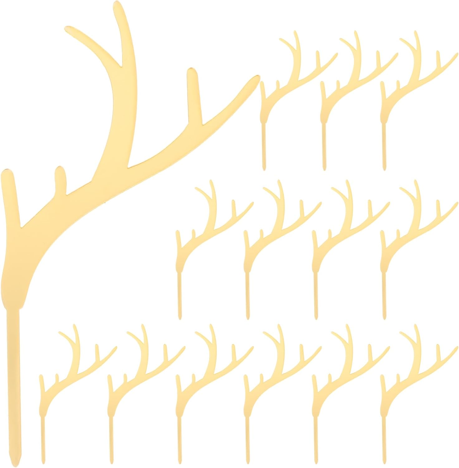 LUOZZY 20Pcs Reindeer Antlers Cake Toppers Christmas Cupcake Picks Deer Antler Cake Decoration Photo Props for Xmas Party - Golden image number 6