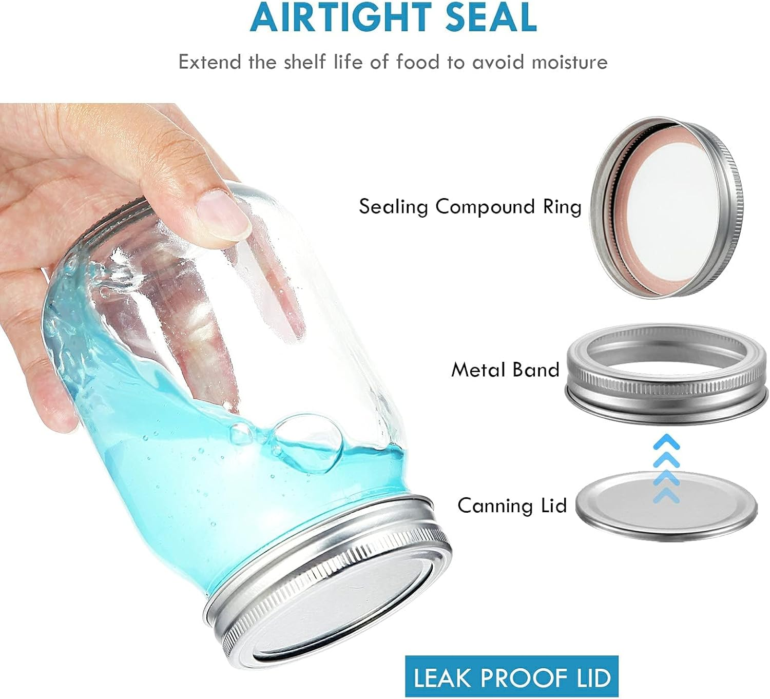 12 Pack 500Ml Mason Jars with Airtight Lids and Bands Glass Canning Jars Ideal for Preserving, Jam, Honey, Jelly, Wedding Favors, Shower Favors, Sauces, DIY Spice Jars, Salad (12) image number 5