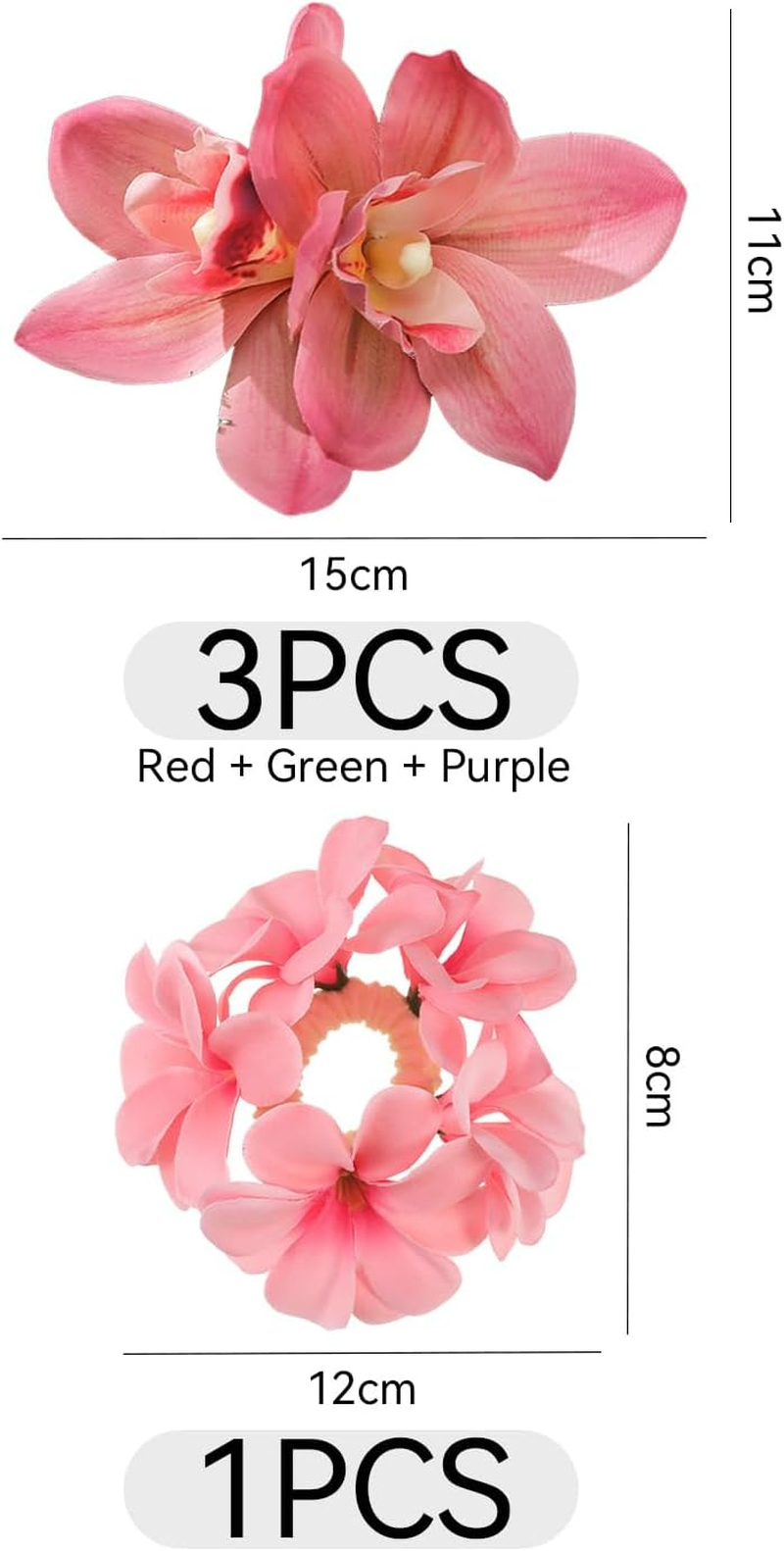 Set of 3 Hair Pins and 1 Hair Ring, Simulation Phalaenopsis Headdress, Atmosphere Hair Accessories, Suitable for Holidays by the Sea, Wedding Dress. image number 4