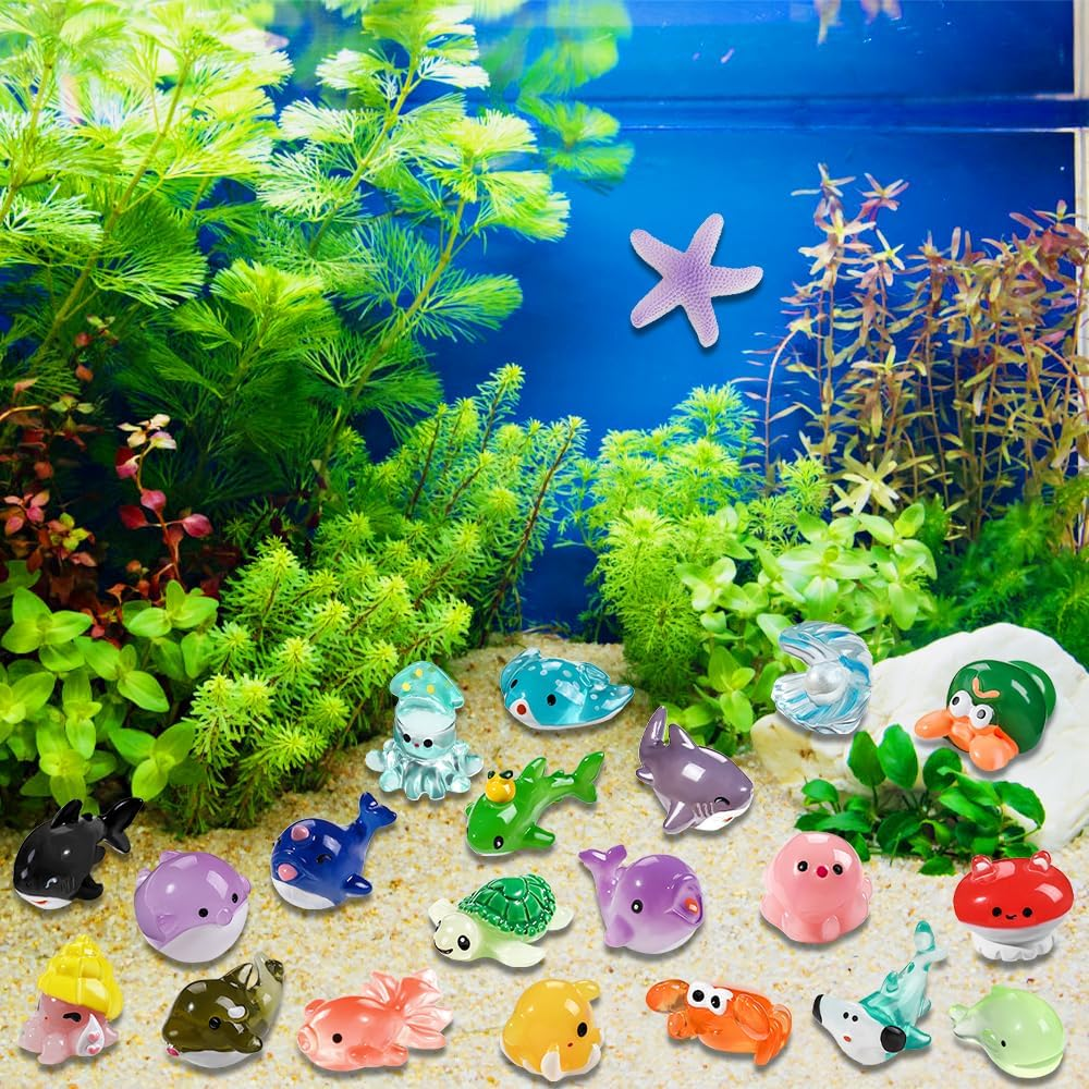 DIYDEC 36Pcs Mini Ocean Resin Animals Tiny Sea Animals Figurines Marine Miniature Plastic Animals Aquarium Ornaments Decorations for DIY Fish Tank Potted Micro Fairy Garden Dollhouse image number 5